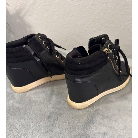 Aldo 3” Platform Black Sneaker Bootie Zipper Wms 7/8 - Picture 5 of 5